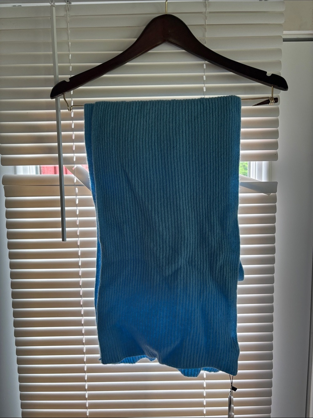 Sky Blue Ribbed Cashmere  UK Carolyn Donnelly Scarf